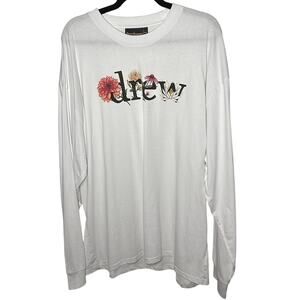 Drew House Men's White Long Sleeve Floral Logo T-Shirt Size XXL Ssense Exclusive